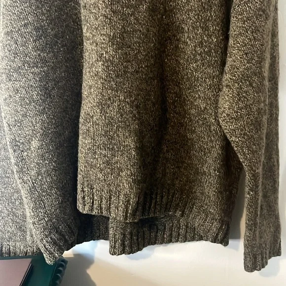 Vintage Abercrombie & Fitch 100% Shetland Wool Green Funnel Neck Sweater Sz L - Picture 3 of 8